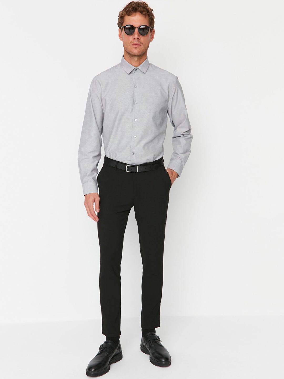 

Trendyol Men Mid-Rise Formal Trousers, Black