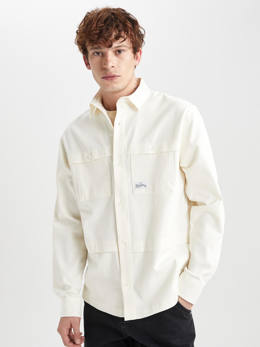 

DeFacto Spread Collar Casual Pure Cotton Shirt, White