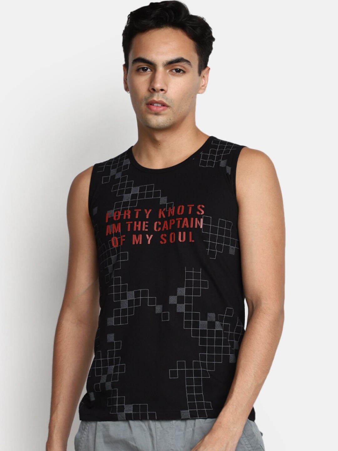 

V-Mart Printed Basic Innerwear Vests, Black
