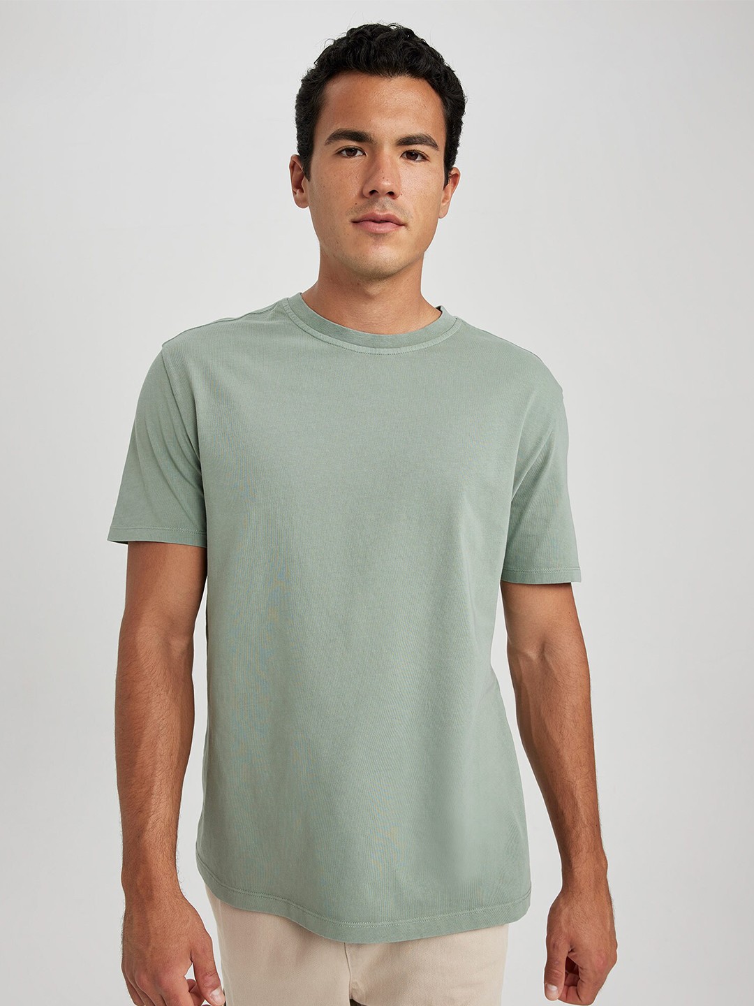 

DeFacto Round Neck Short Sleeves Pure Cotton T-shirt, Green