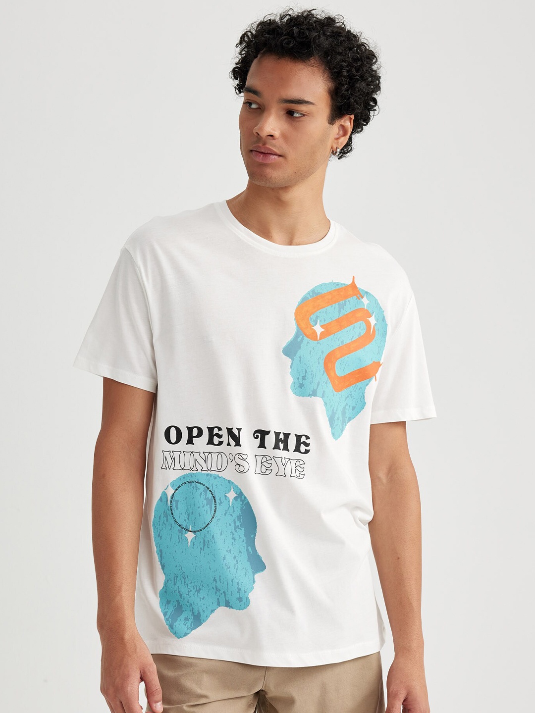 

DeFacto Typography Printed Pure Cotton T-shirt, White