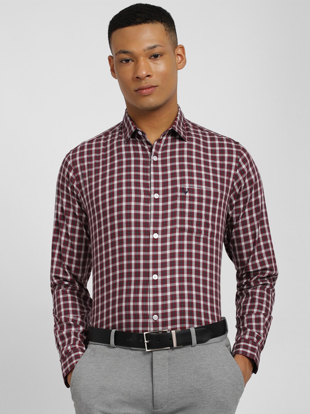 

Allen Solly Slim Fit Checked Pure Cotton Formal Shirt, Maroon