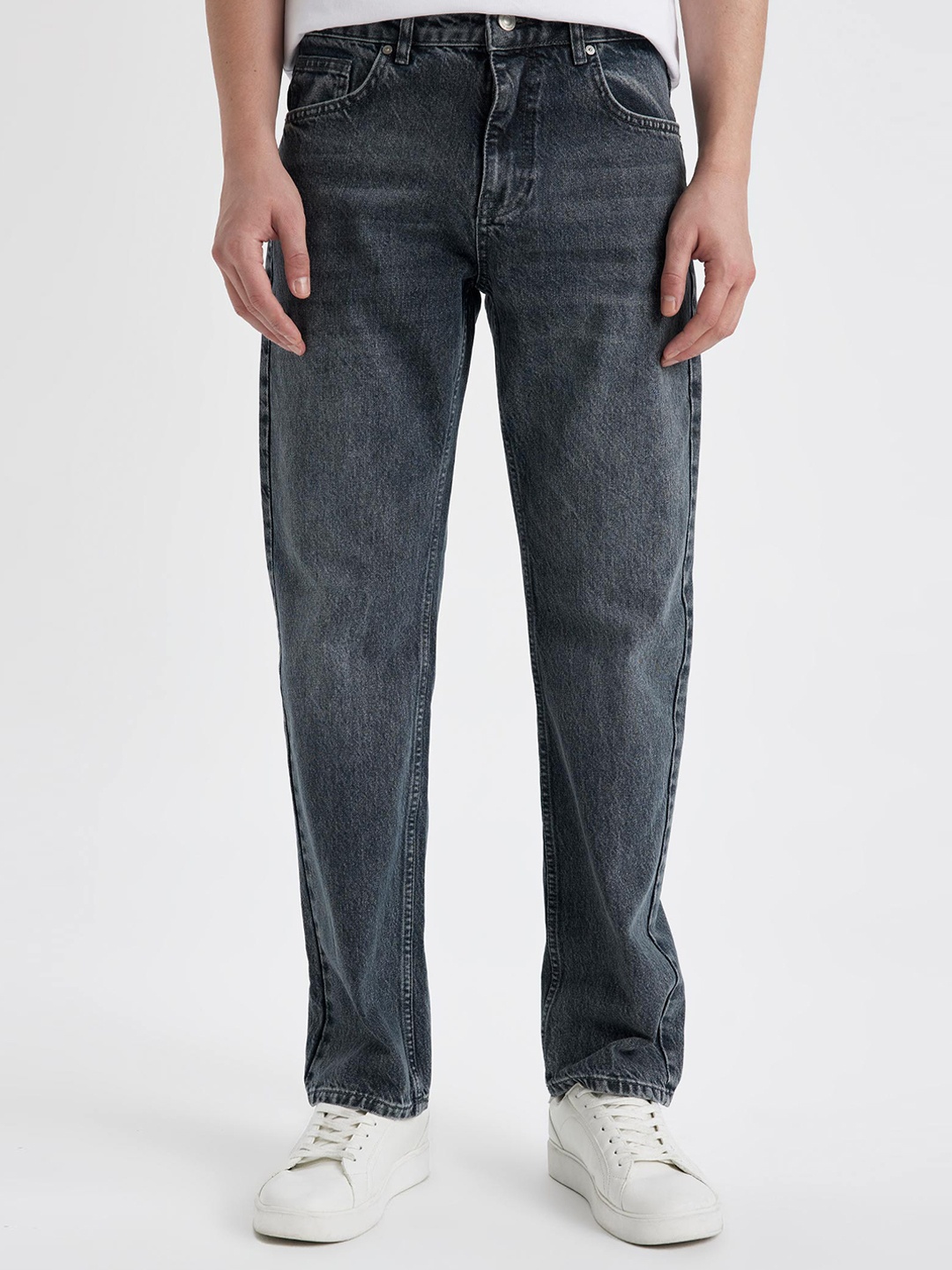 

DeFacto Men Mid-Rise Clean Look Heavy Fade Pure Cotton Jeans, Blue