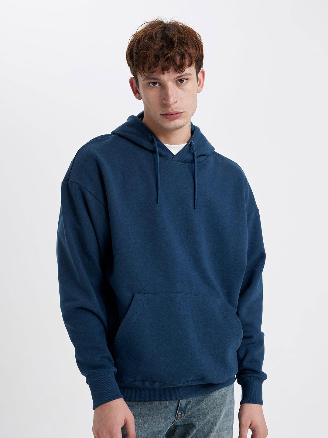

DeFacto Hooded Long Sleeves Pullover Sweatshirt, Navy blue
