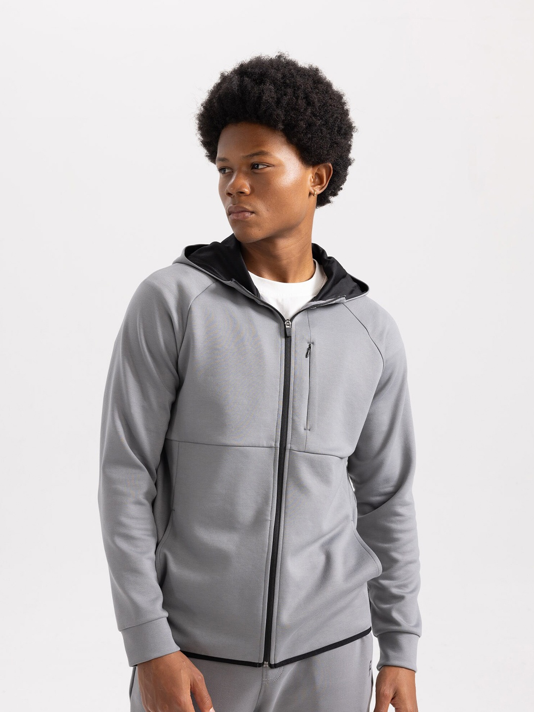 

DeFacto Hooded Front-Open Sweatshirt, Grey