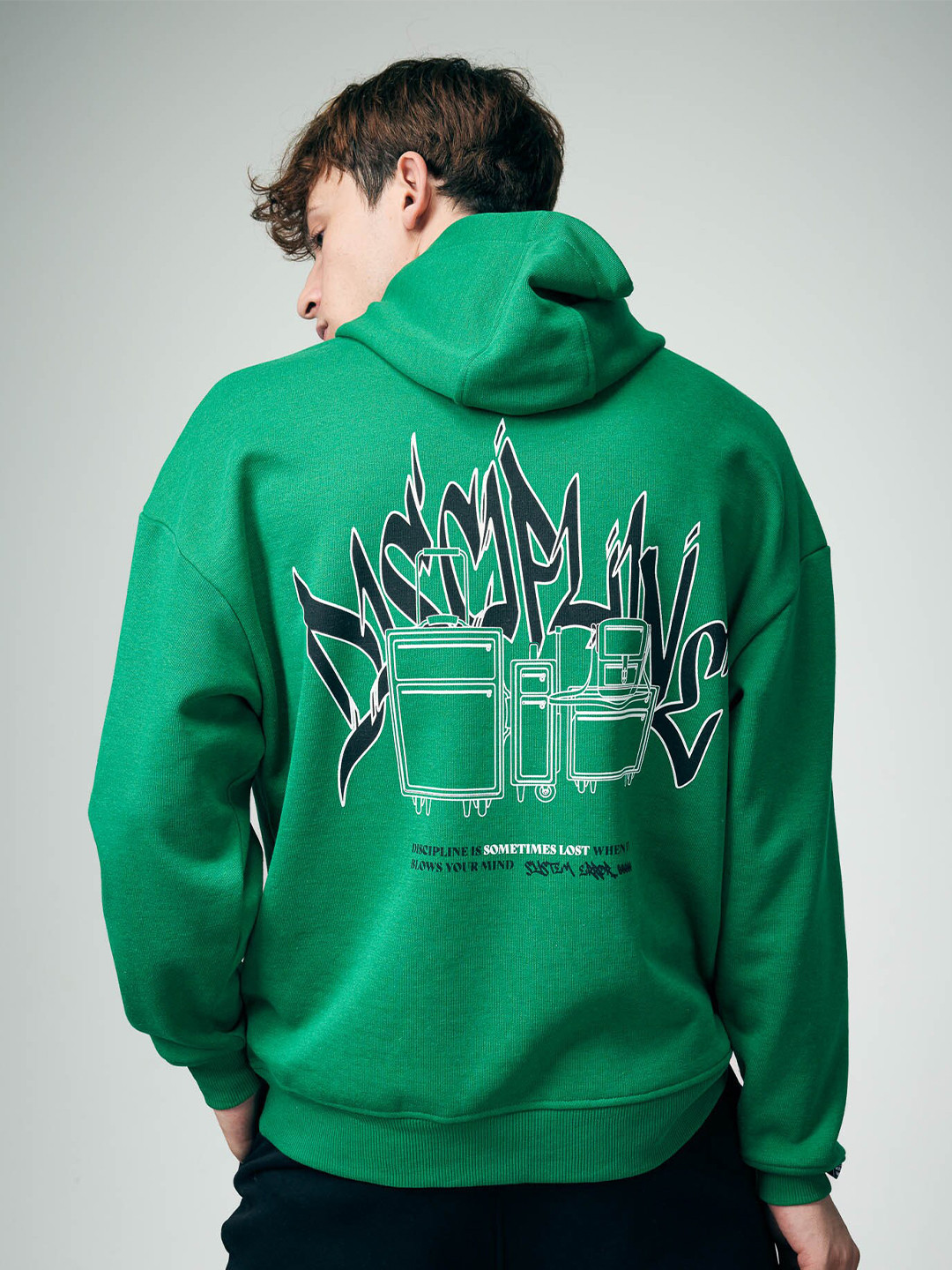 

DeFacto Graphic Printed Hooded Pullover, Green