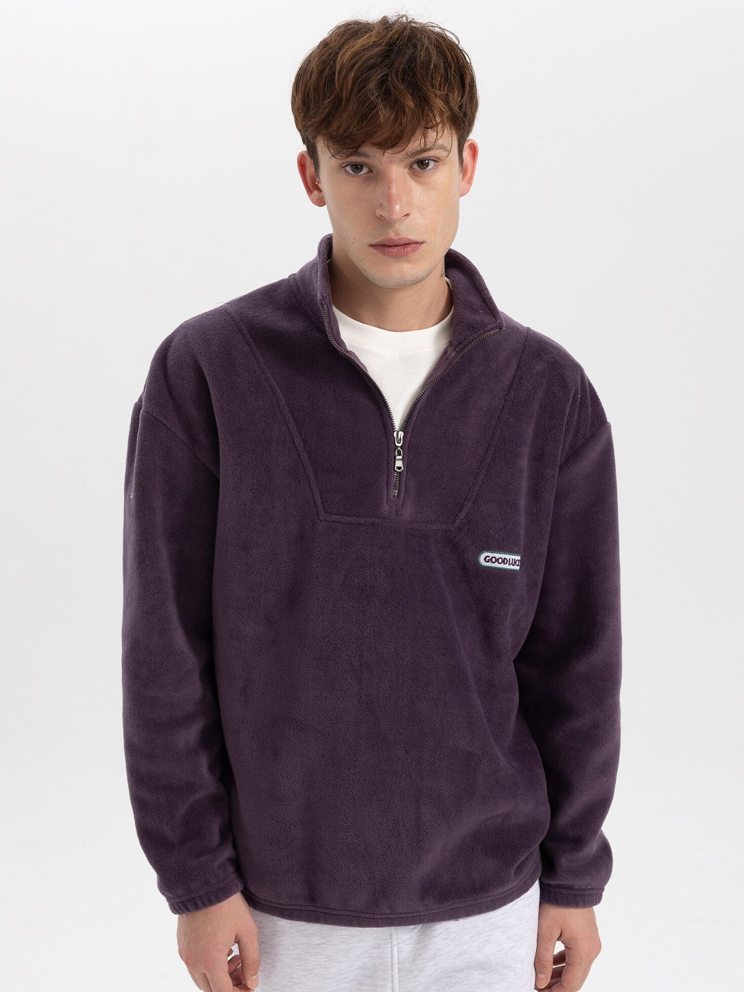 

DeFacto High Neck Pullover Sweatshirt, Purple