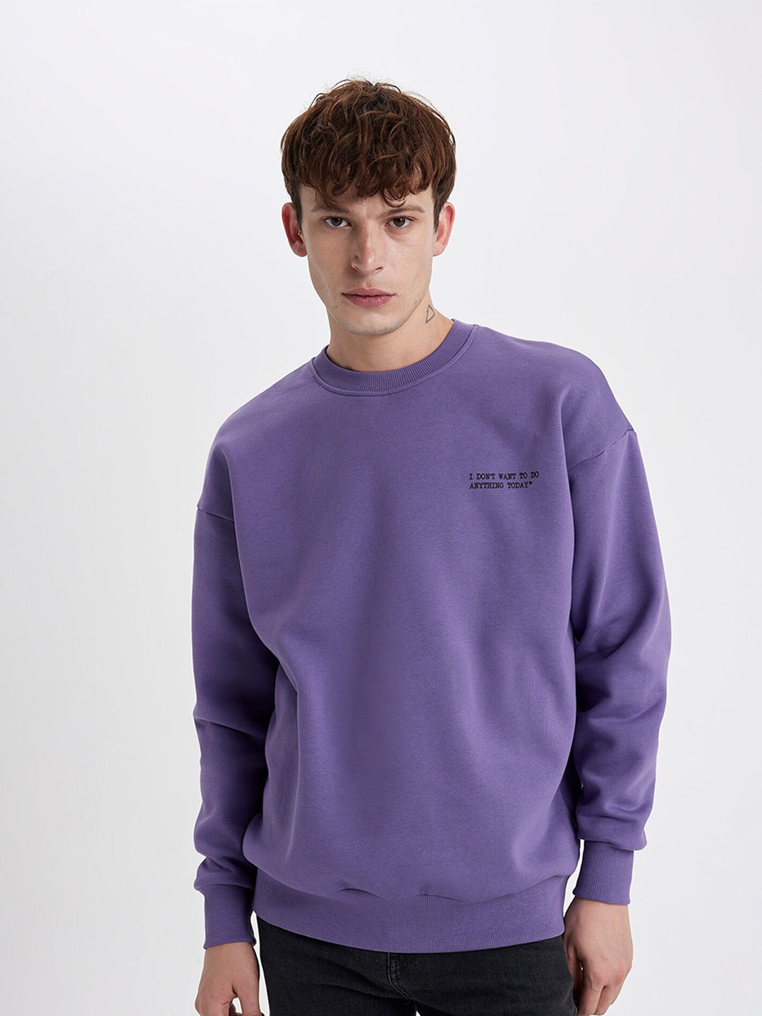 

DeFacto Typography Printed Pullover, Purple