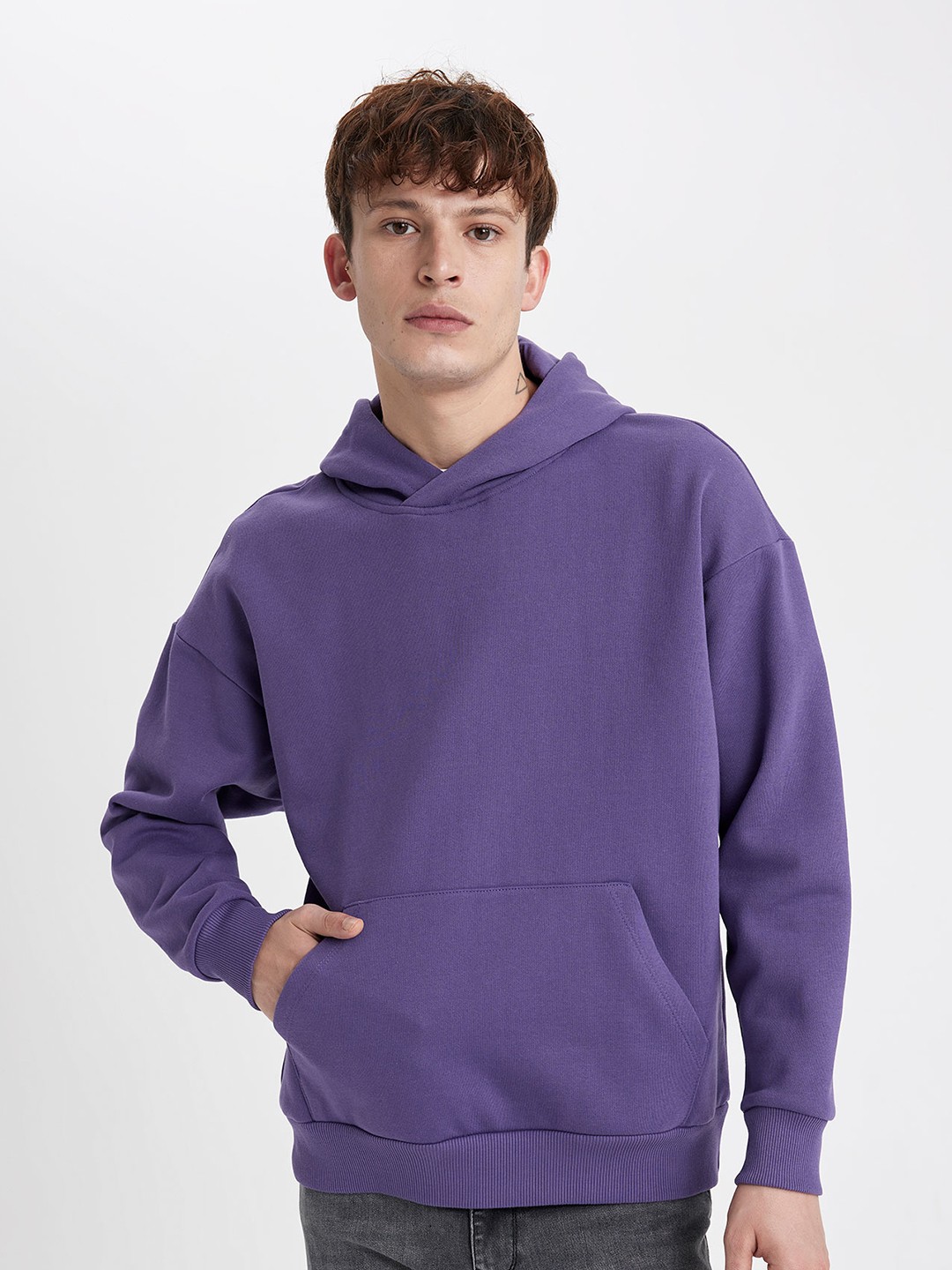 

DeFacto Hooded Pullover Sweatshirt, Purple