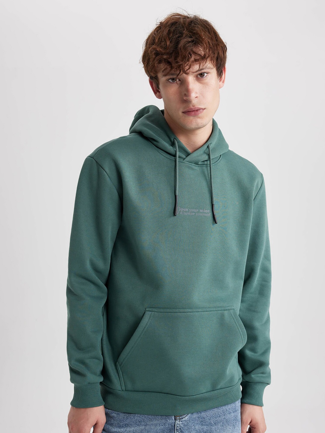 

DeFacto Hooded Pullover Sweatshirt, Green