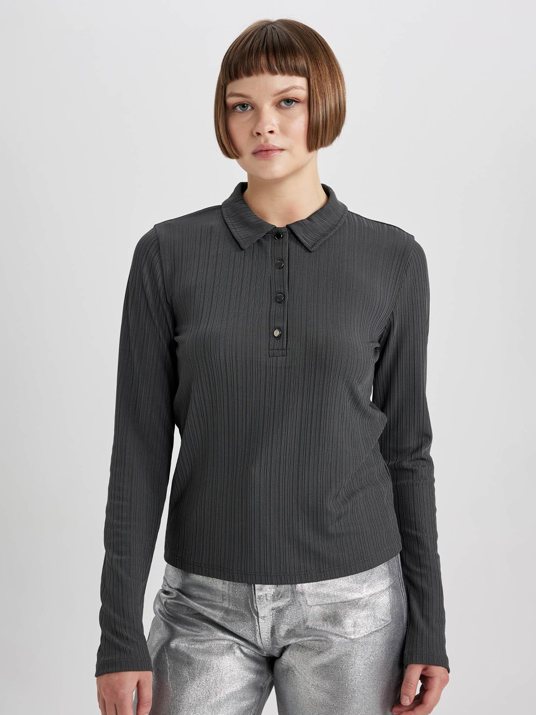 

DeFacto Polo Collar Long Sleeves Regular T-shirt, Black