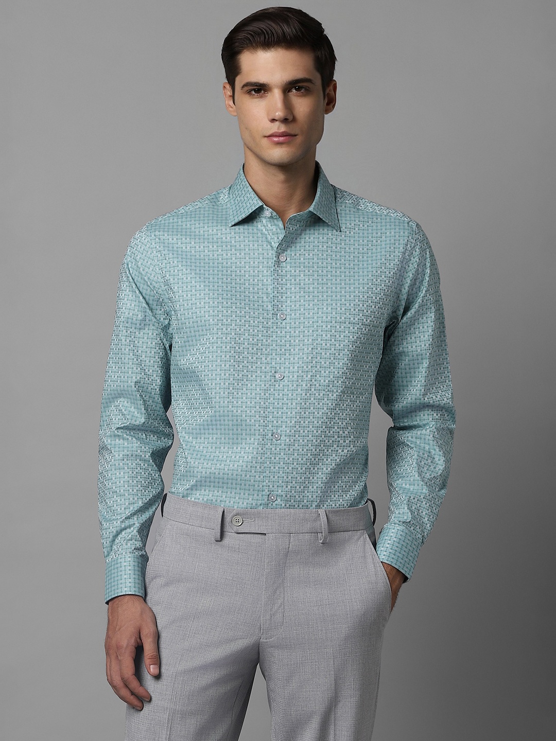 

Louis Philippe Men Blue Opaque Printed Formal Shirt