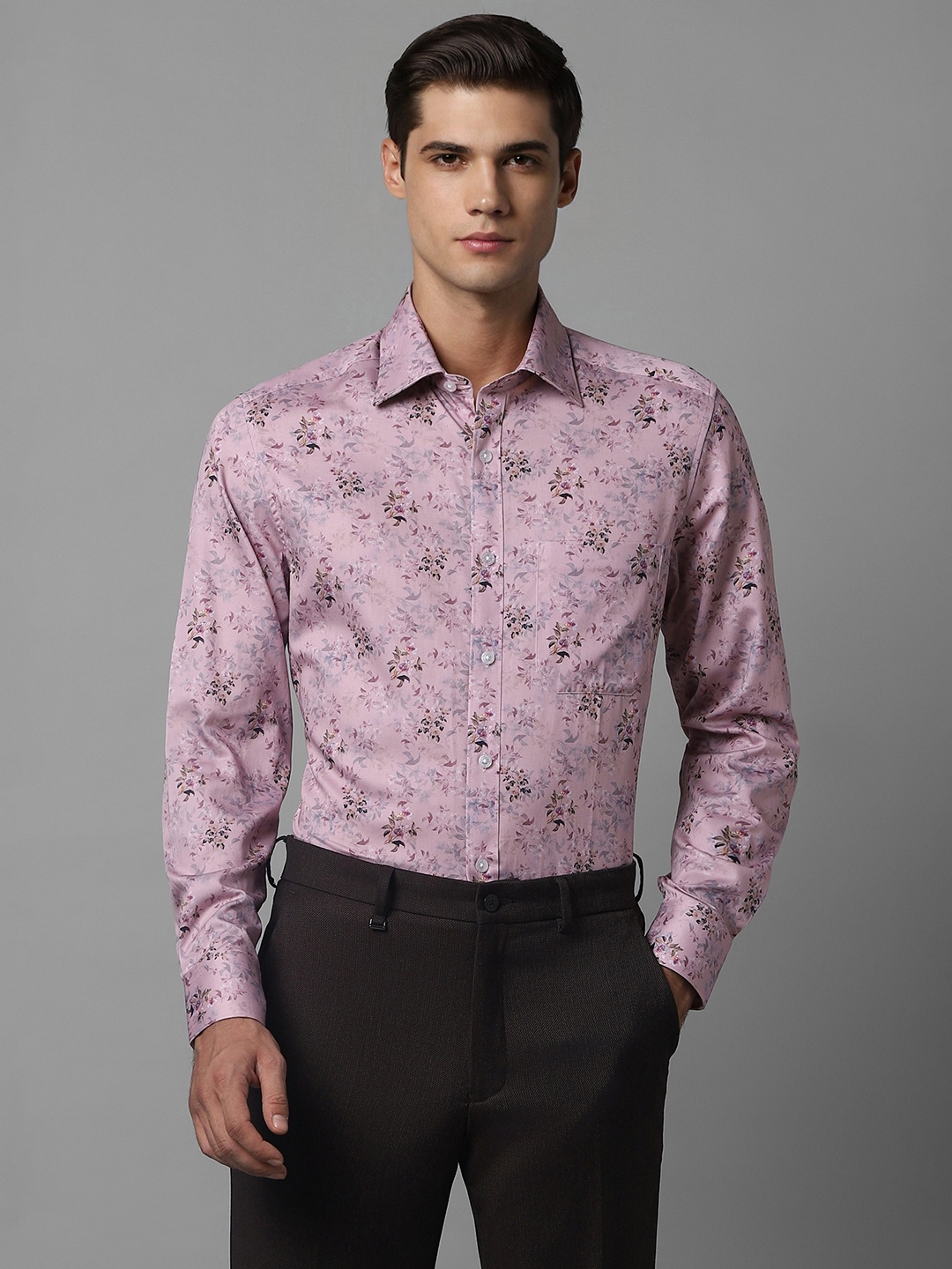 

Louis Philippe Men Pink Floral Opaque Printed Formal Shirt
