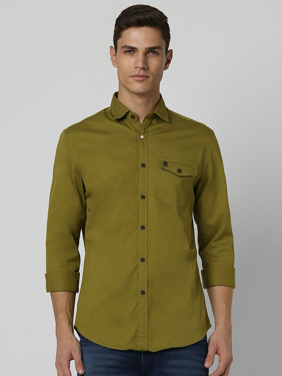 

Peter England Casuals Slim Fit Cotton Casual Shirt, Green