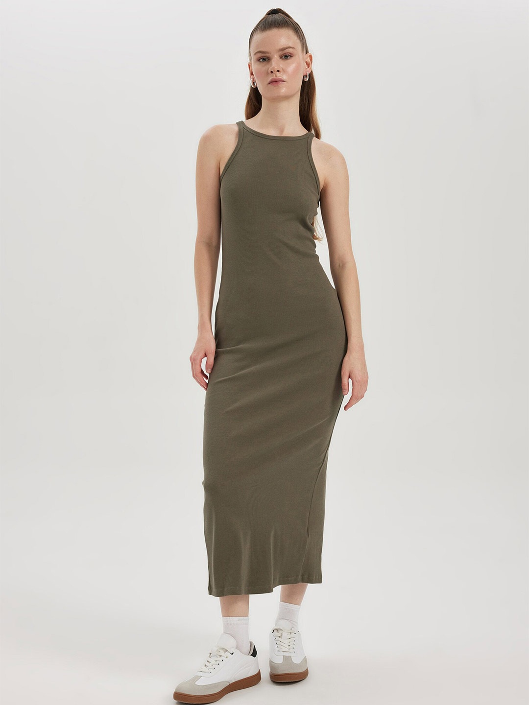

DeFacto Sleeveless Sheath Midi Dress, Green