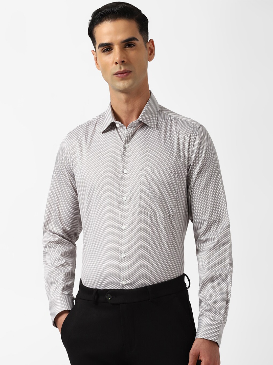 

Van Heusen Micro Ditsy Printed Pure Cotton Formal Shirt, White