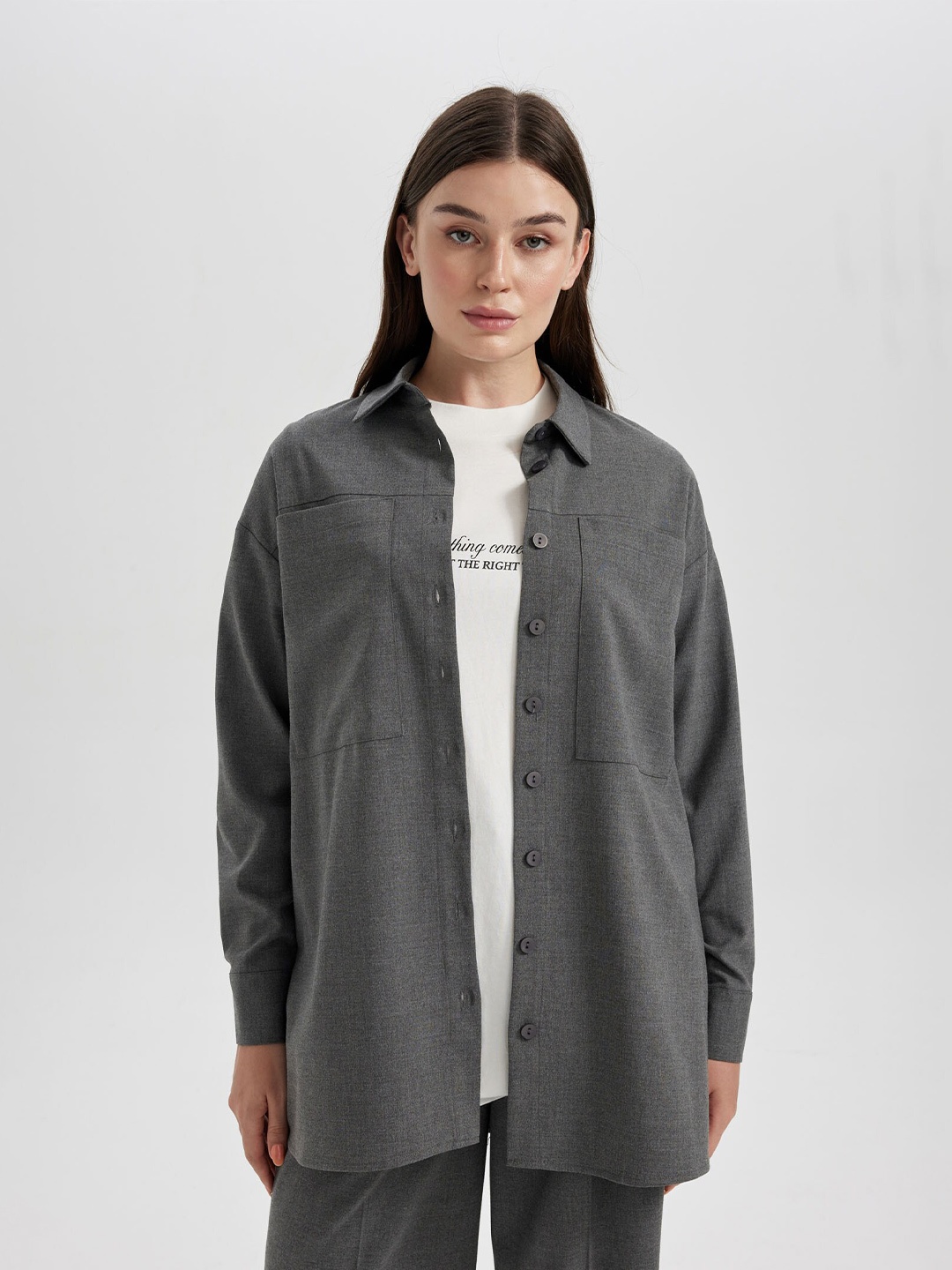 

DeFacto Spread Collar Tailored Jacket, Charcoal