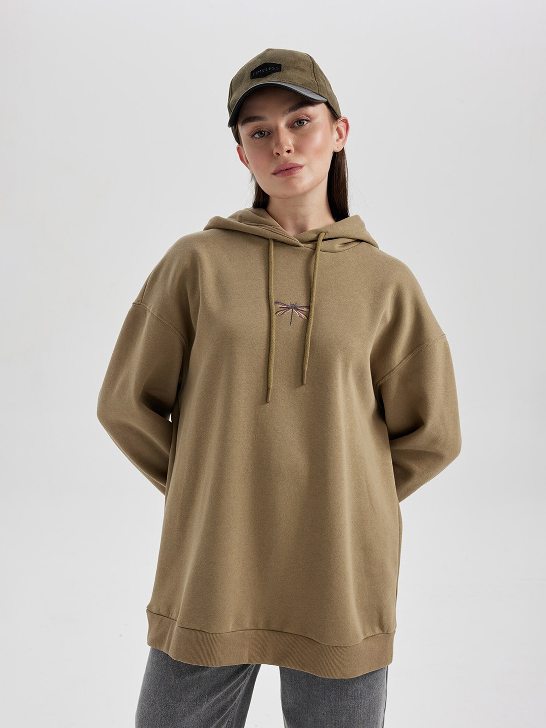 

DeFacto Hooded Pullover Sweatshirt, Beige