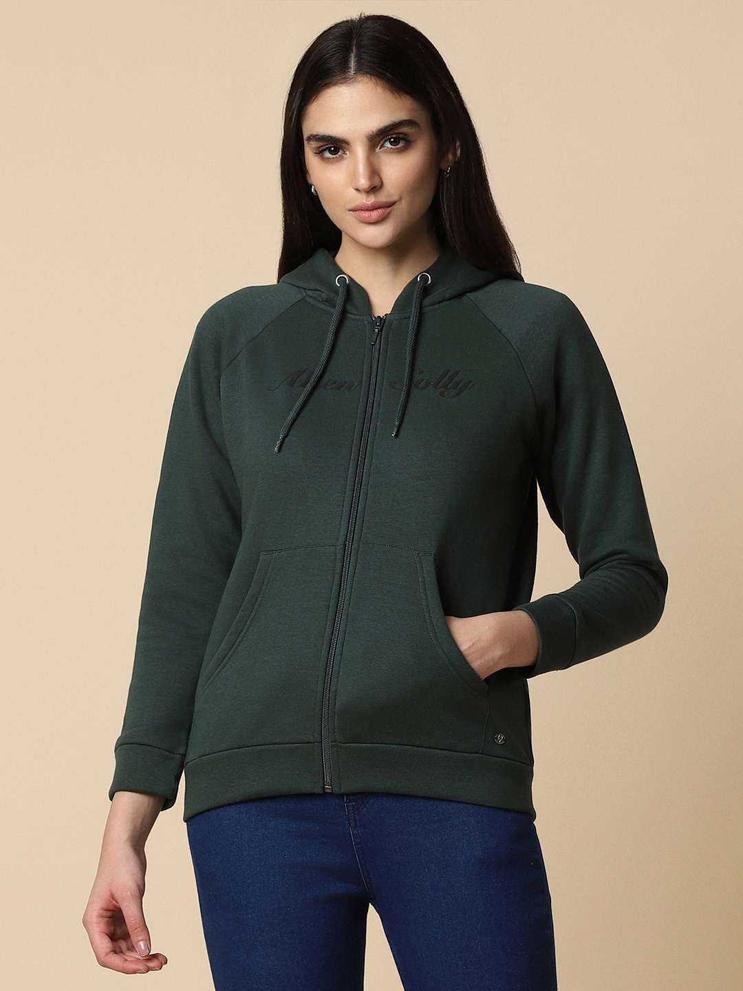 

Allen Solly Woman Women Green Hooded Sweatshirt