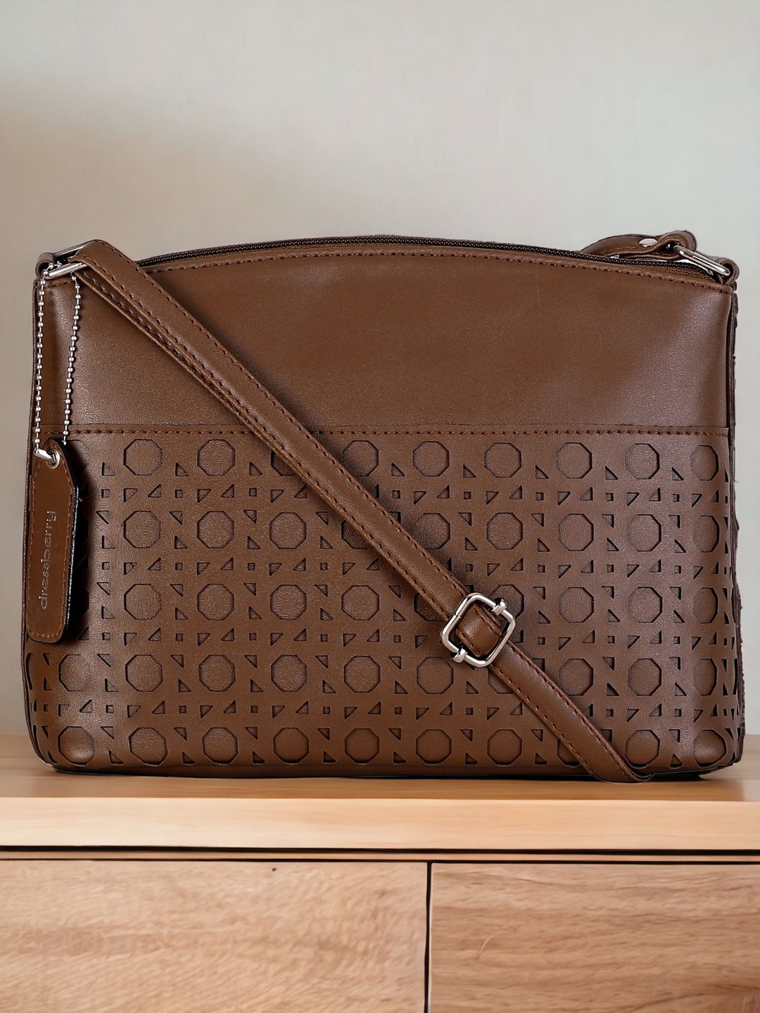 

DressBerry Textured Structured Sling Bag, Beige