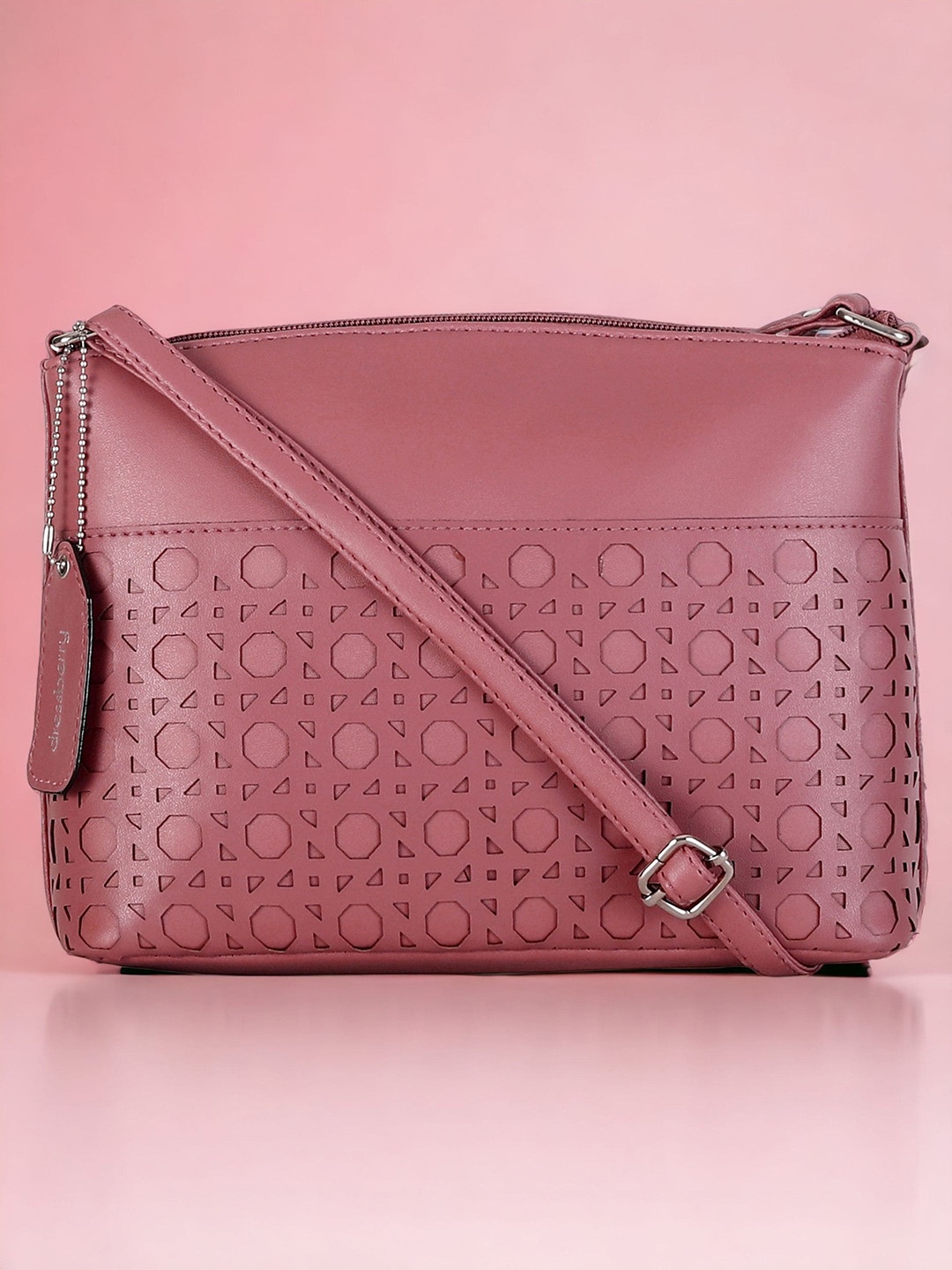 DressBerry Textured Structured Sling Bag, Pink
