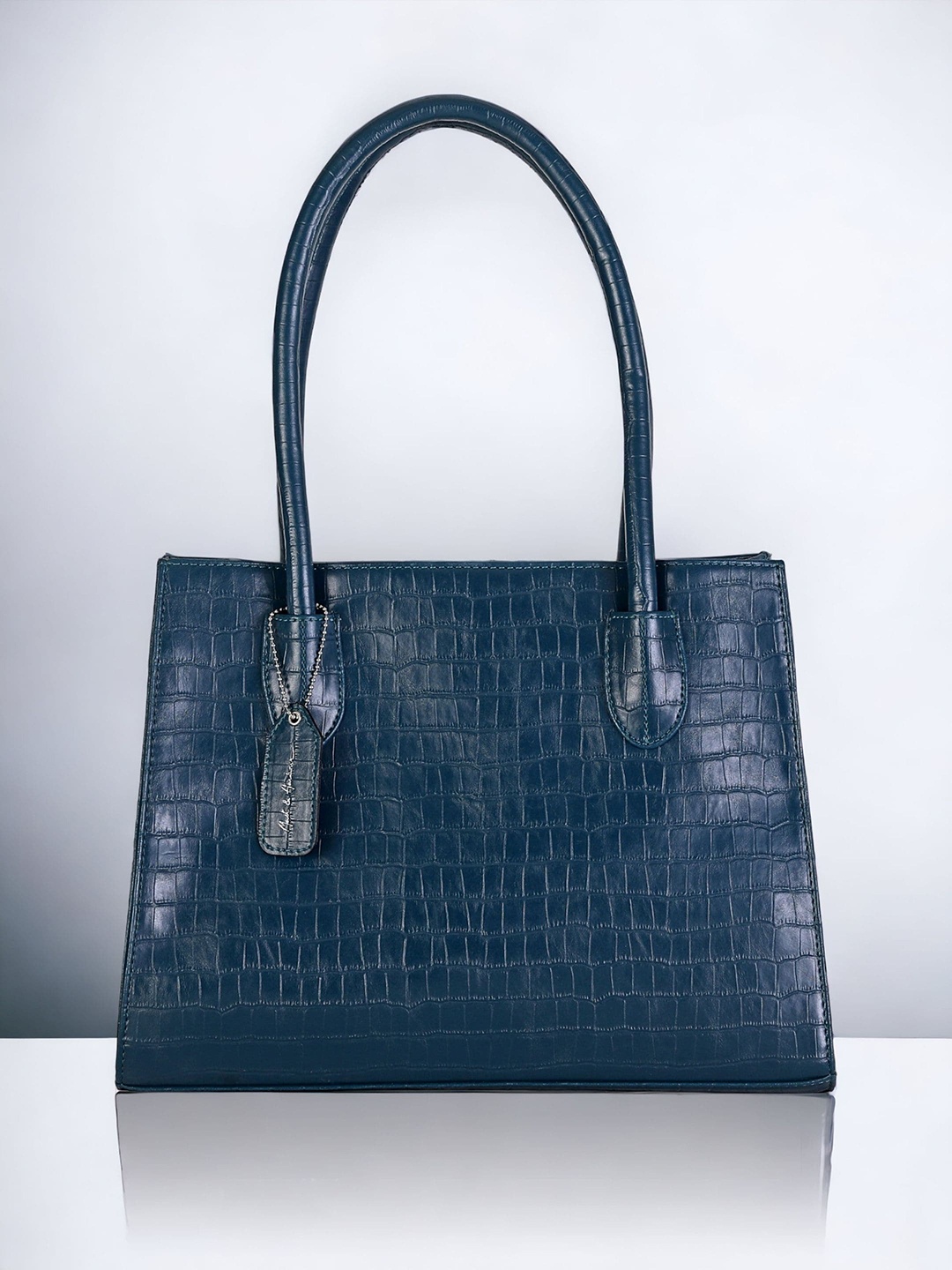 

Mast & Harbour Blue Textured Oversized Structured Shoulder Bag, Teal