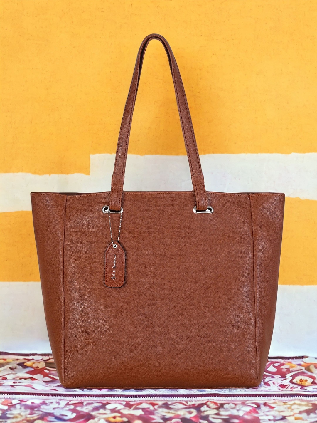

Mast & Harbour Tan Oversized Structured Shoulder Bag