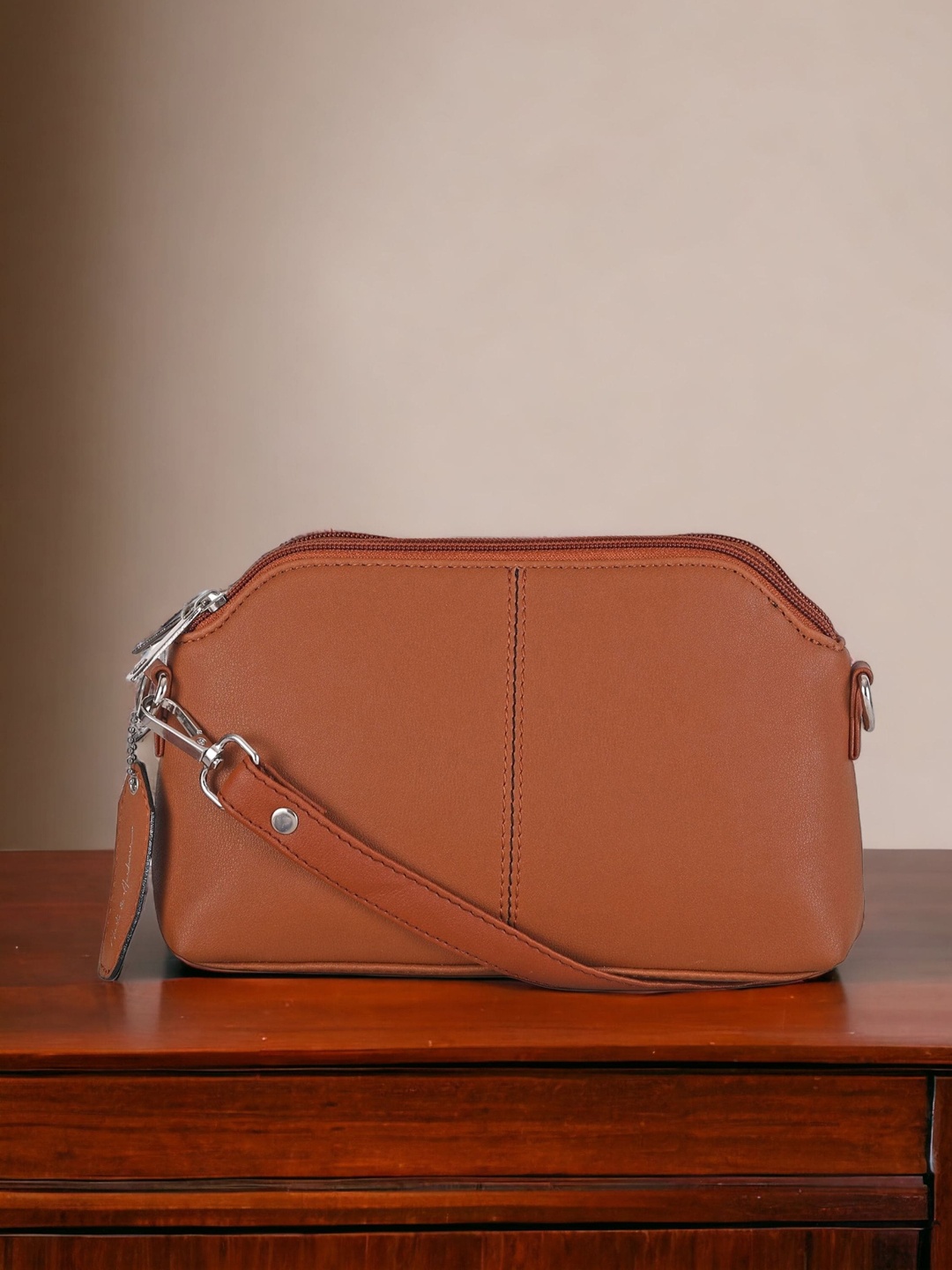 

Mast & Harbour Tan Textured Structured Sling Bag