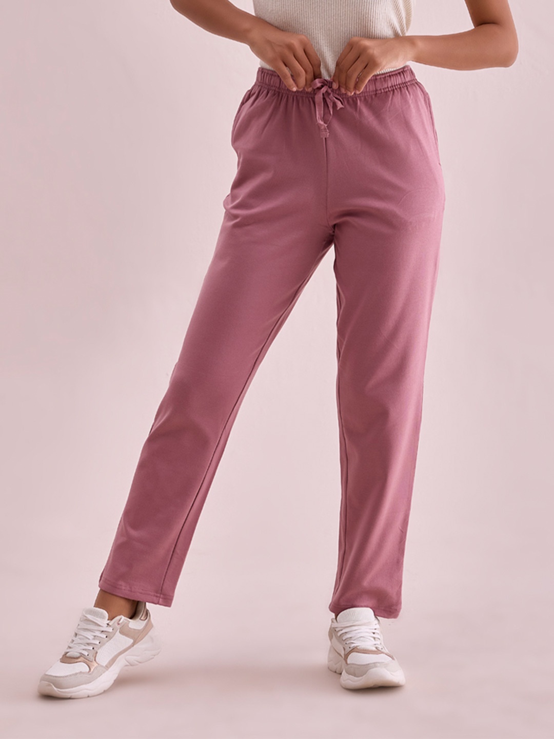 

Go Colors Women Relaxed Loose Fit Trousers, Pink