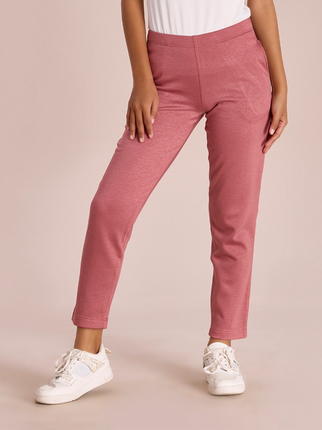 

Go Colors Women Tailored Tapered Fit Acrylic Trousers, Pink