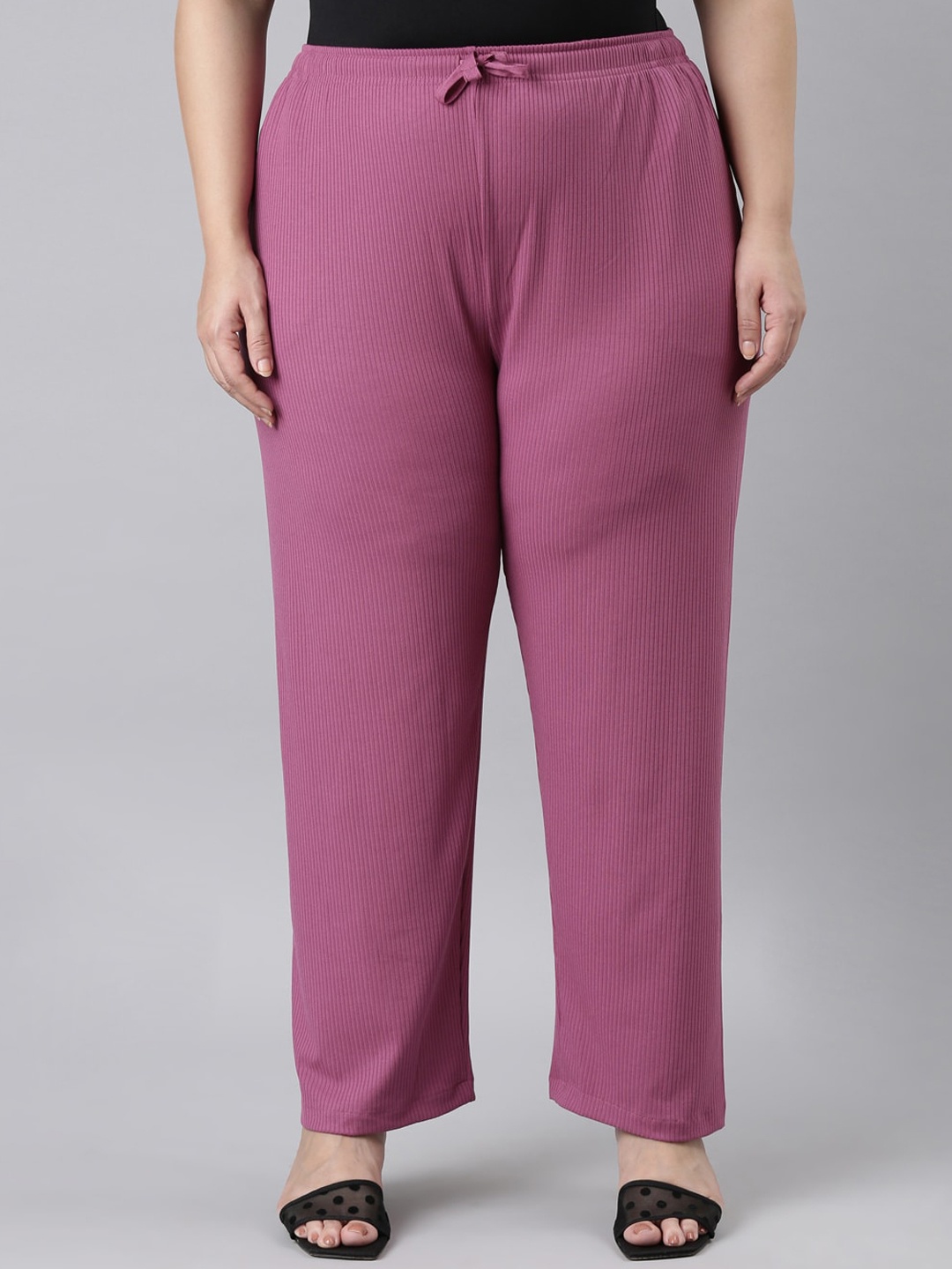 

Go Colors Plus Size Women Relaxed Loose Fit Trousers, Pink