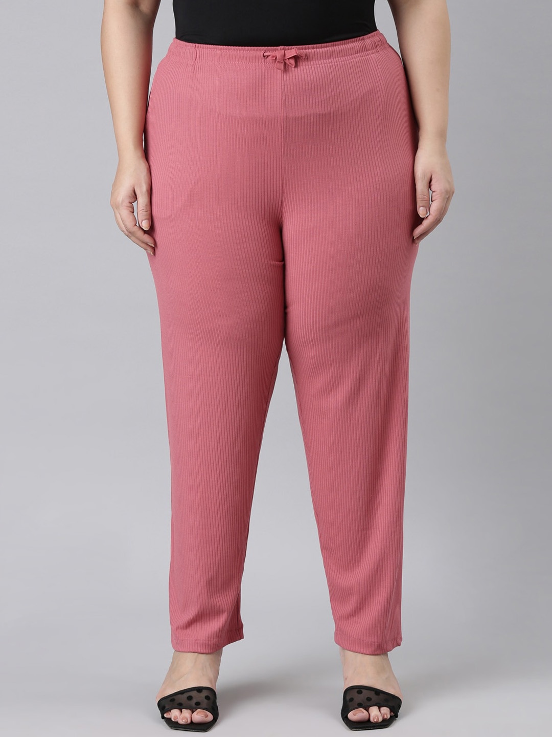 

Go Colors Plus Size Women Relaxed Loose Fit Trousers, Pink