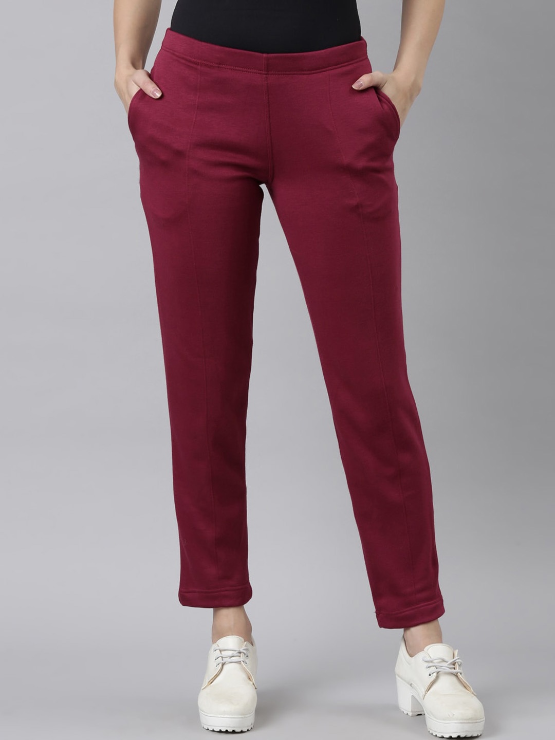 

Go Colors Women Tailored Tapered Fit Trousers, Rose