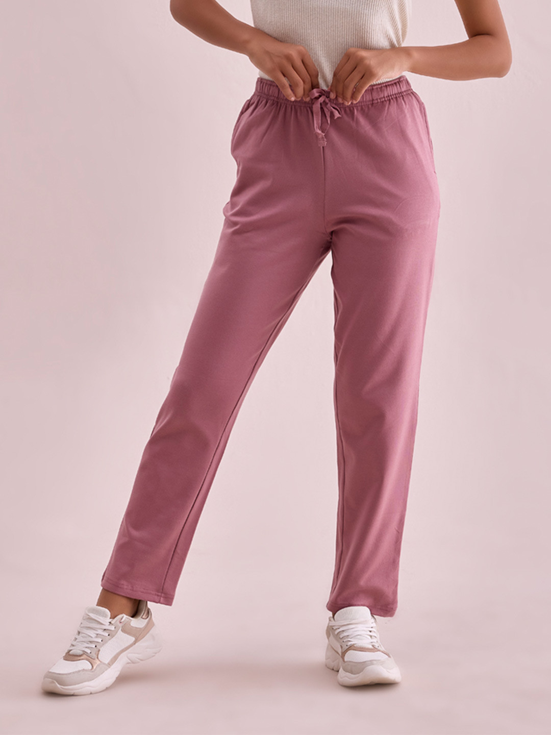 

Go Colors Women Relaxed Loose Fit Trousers, Pink