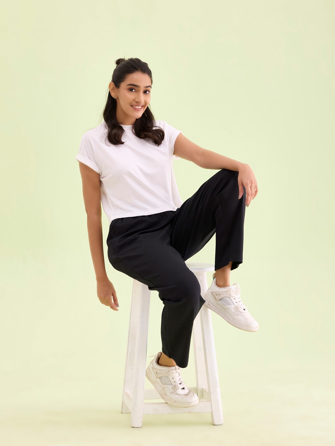 

Go Colors Women Relaxed Loose Fit Cotton Trousers, Black