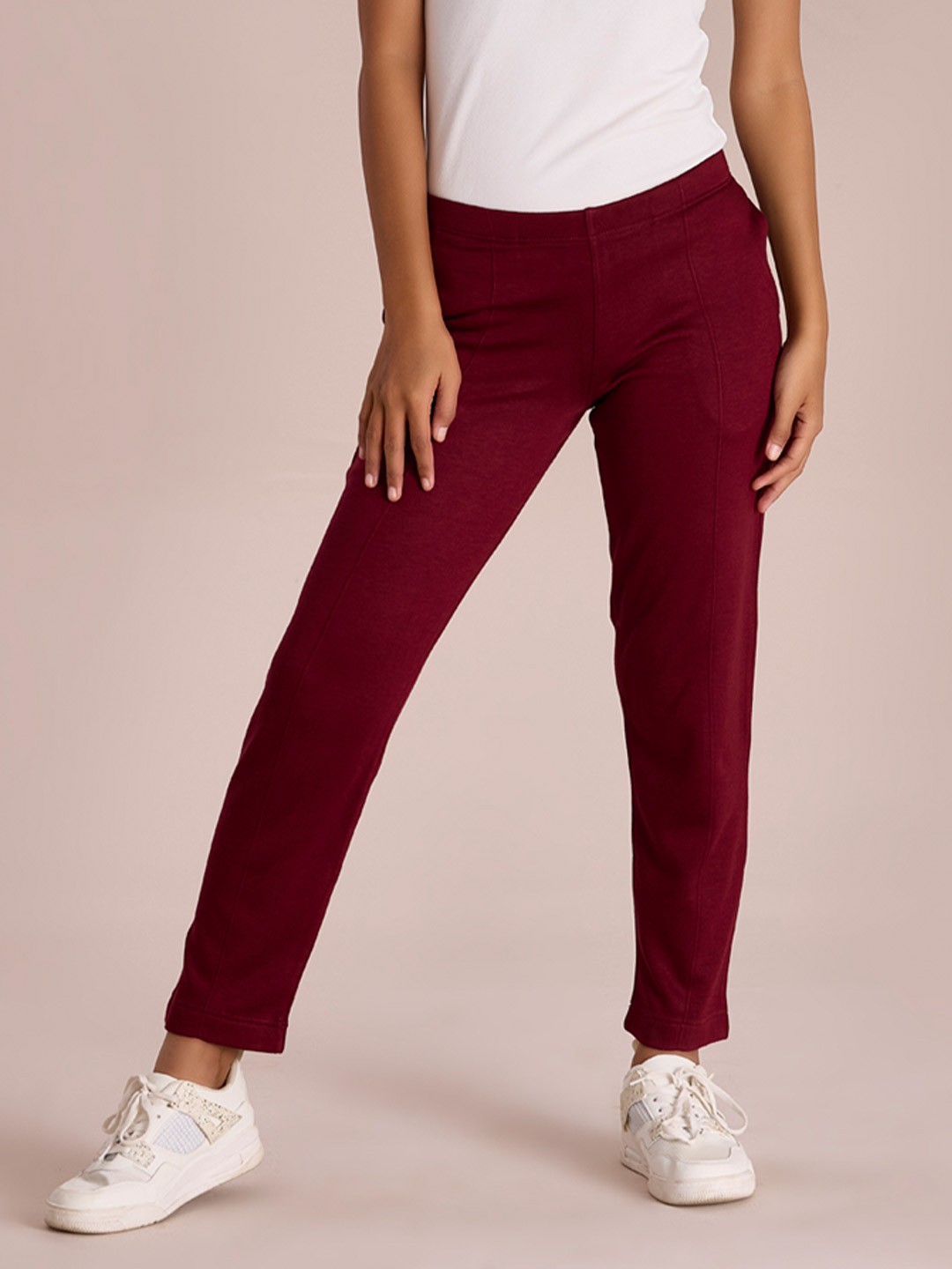 

Go Colors Women Plus Size Tailored Tapered Fit Trousers, Maroon
