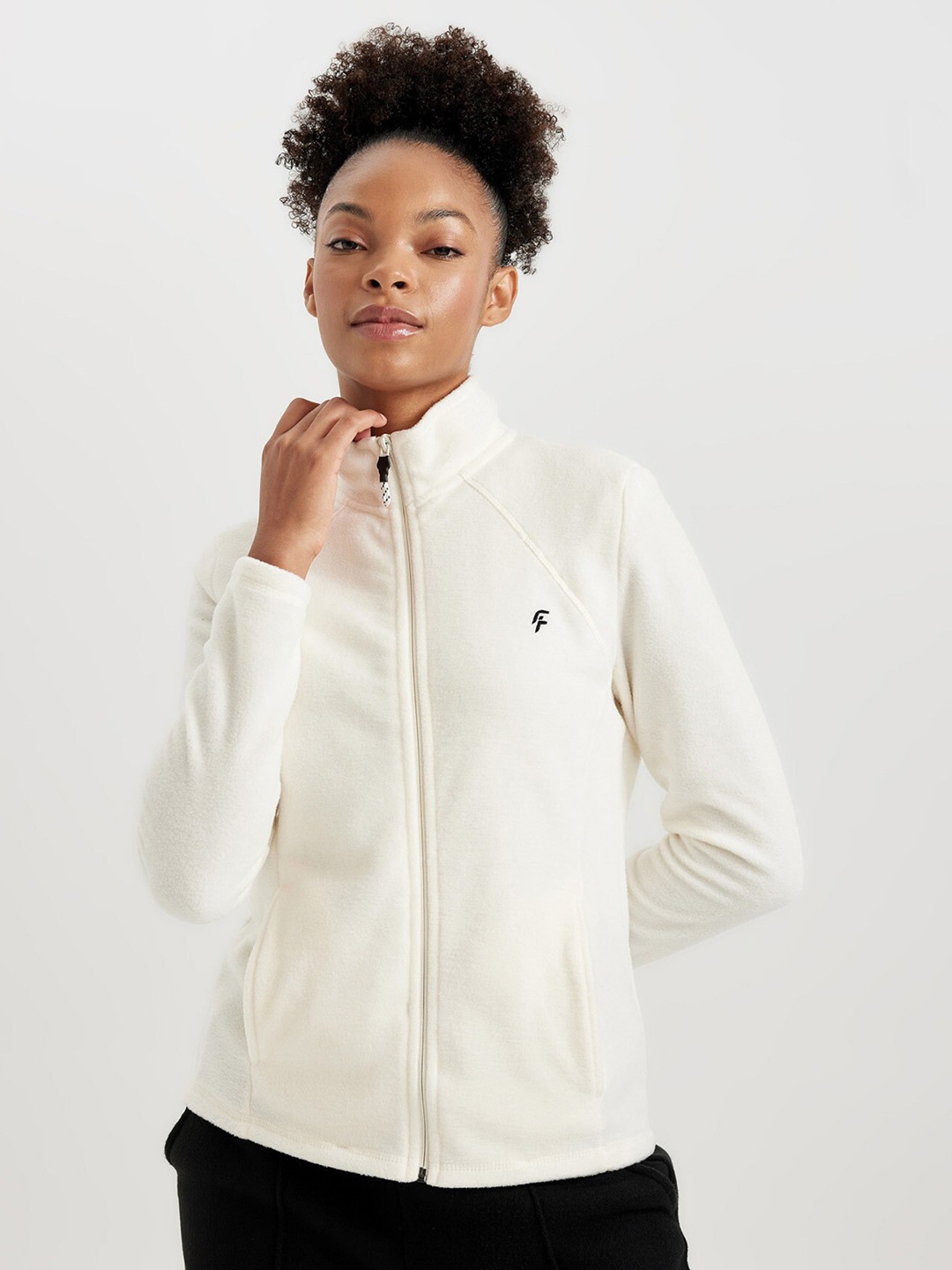 

DeFacto Mock Collar Long Sleeves Open Front Sweatshirt, White