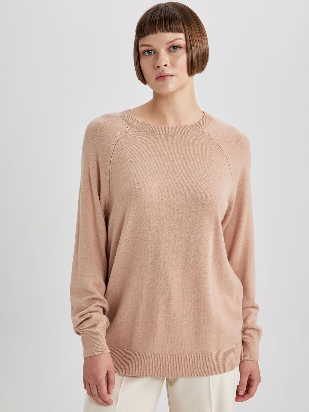 

DeFacto Round Neck Sweatshirt, Beige