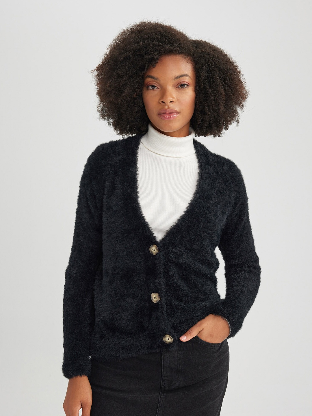 

DeFacto V-Neck Cardigan, Black