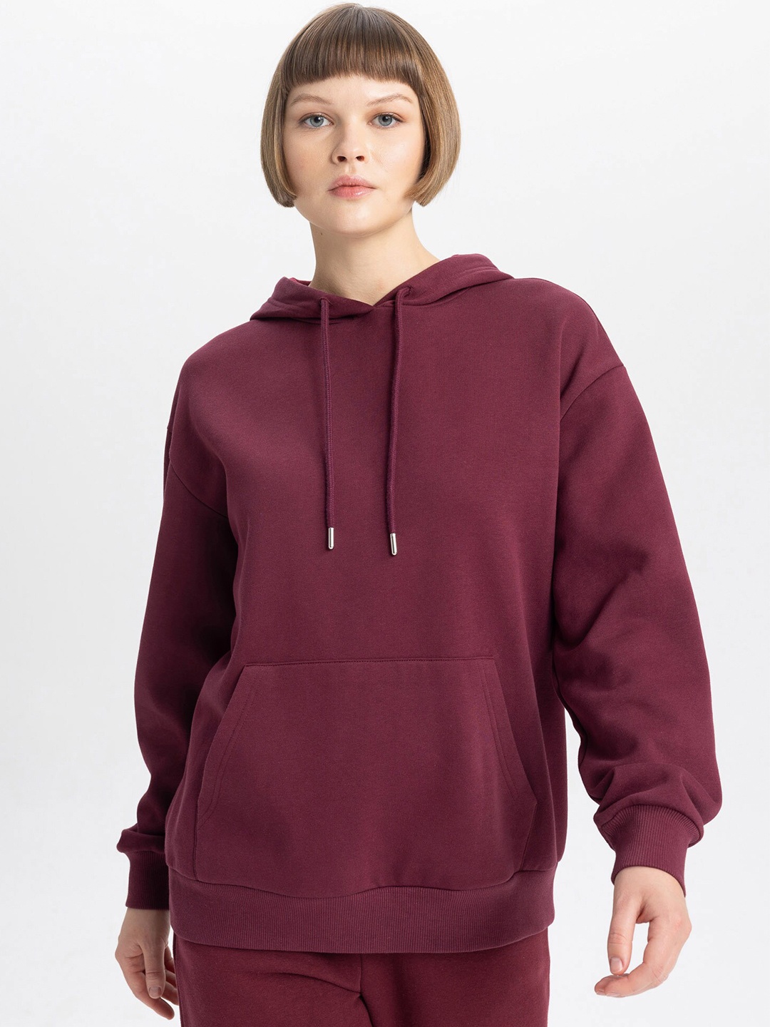 

DeFacto Hooded Pullover Sweatshirt, Burgundy