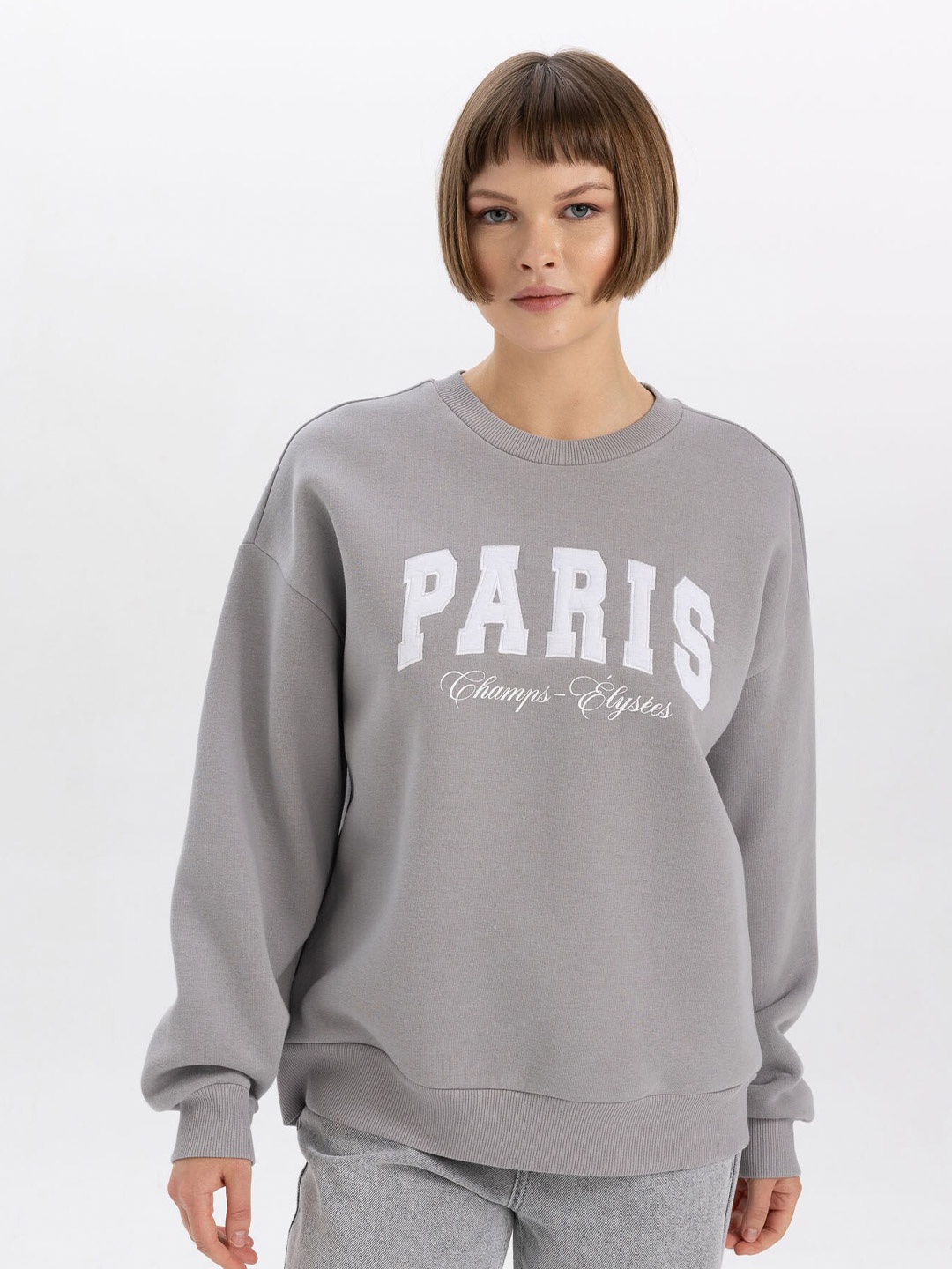 

DeFacto Typography Printed Pullover, Grey