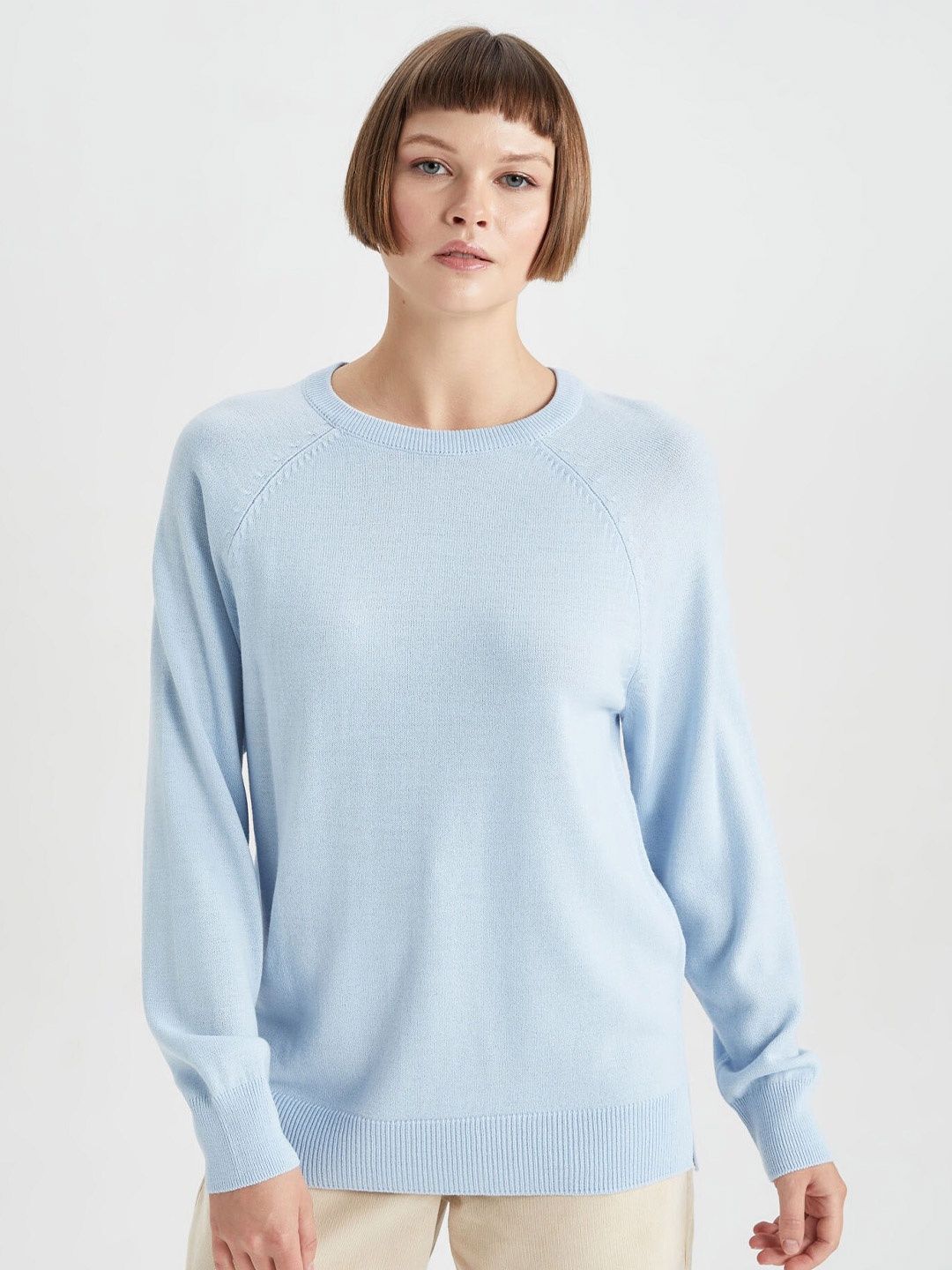 

DeFacto Round Neck Acrylic Sweater, Blue