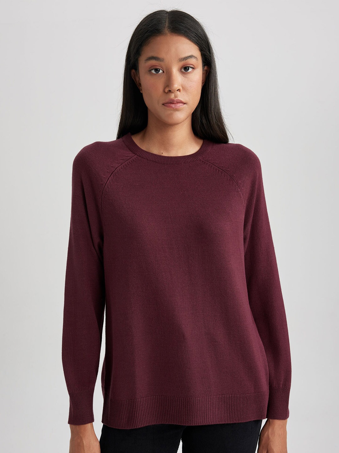 

DeFacto Round Neck Acrylic Sweater, Purple