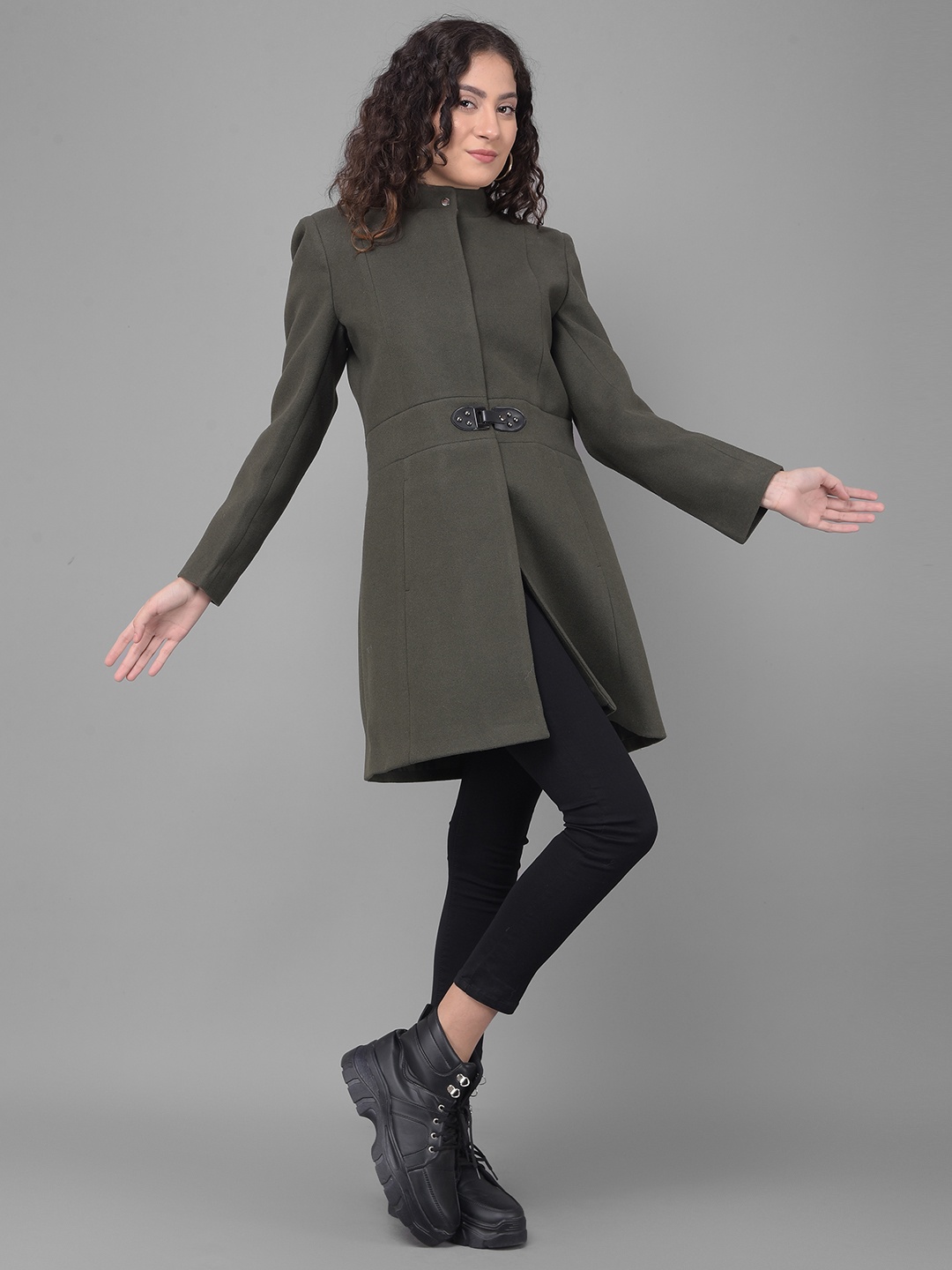 

Crimsoune Club Mandarin Collar Longline Overcoat, Olive
