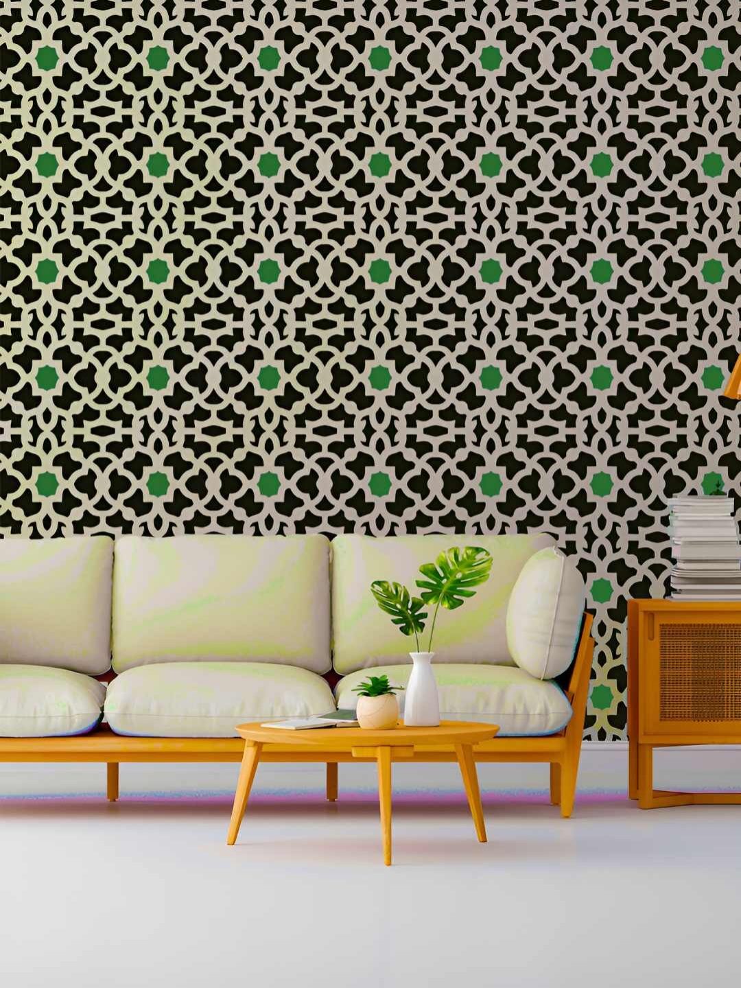 KAYRA DECOR White Artistry Overlay Design Self Wall Painting Stencil