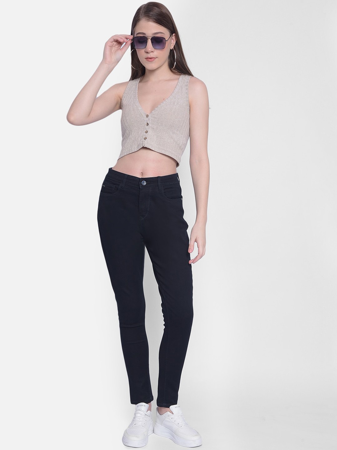 

Crimsoune Club Women Mid-Rise Skinny Fit Stretchable Jeans, Navy blue
