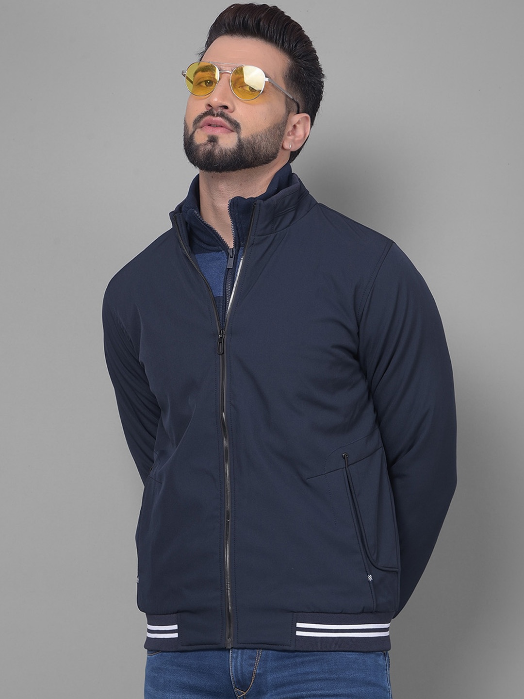 

Crimsoune Club Mock Collar Lightweight Bomber Jacket, Navy blue