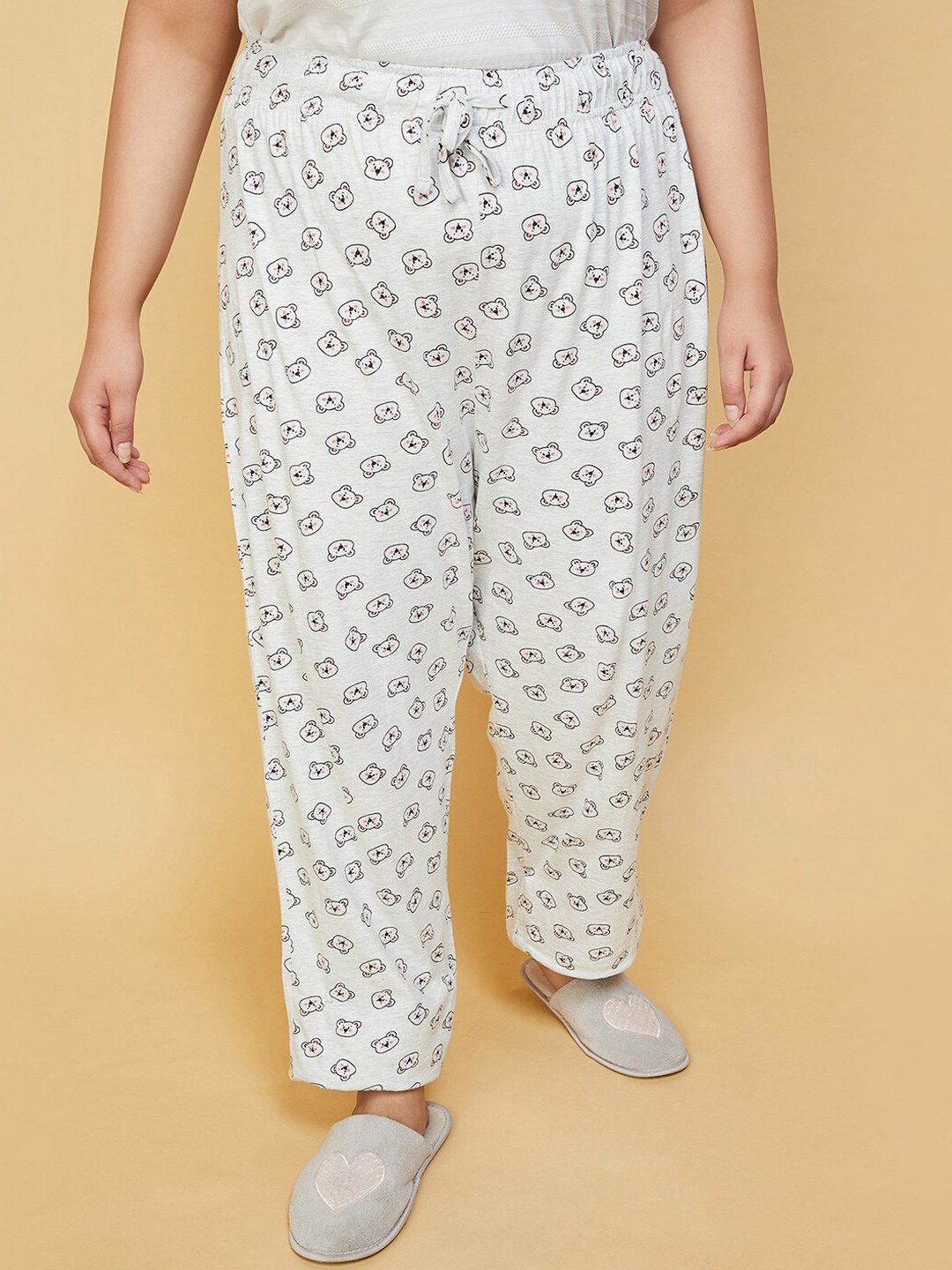 

max Plus Size Printed Cotton Lounge Pants, Grey