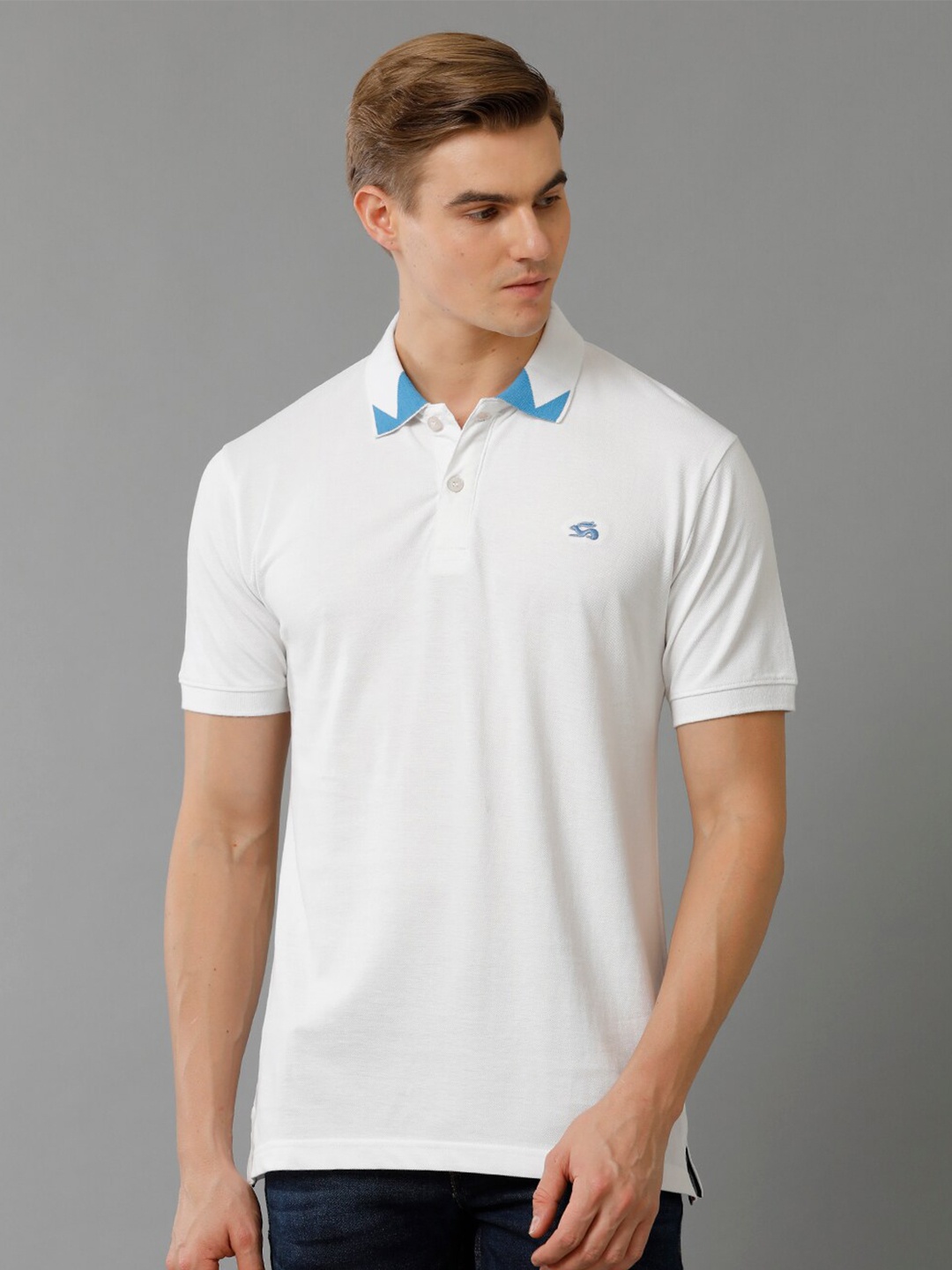 

ADRO Polo Collar Cotton Casual T-Shirt, White