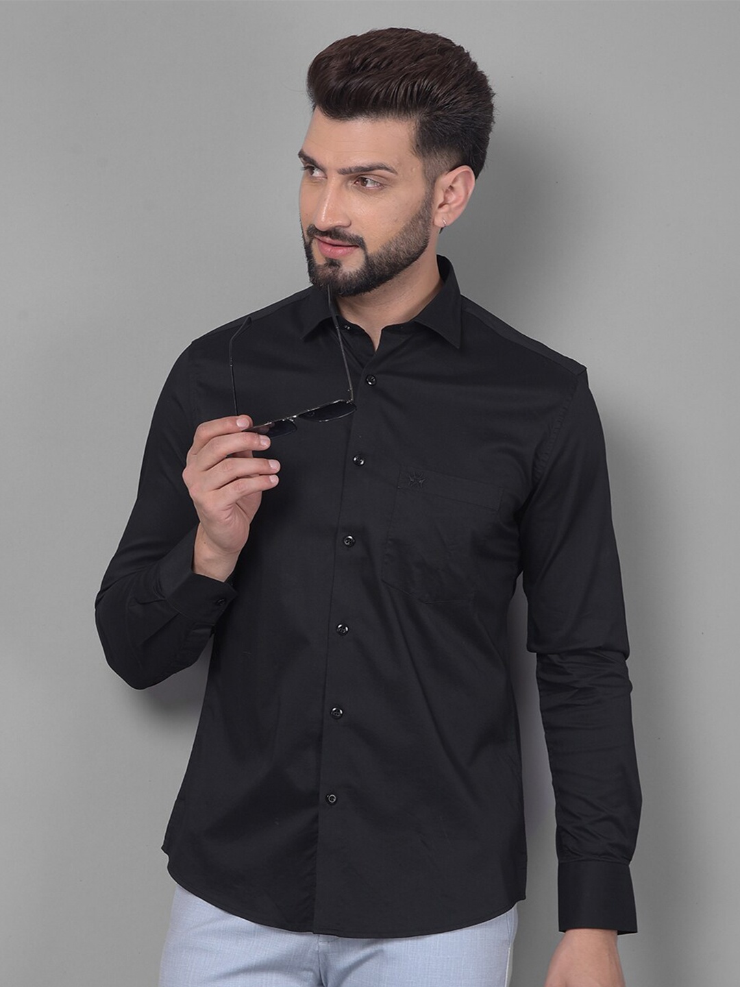 

Crimsoune Club Slim Fit Long Sleeves Casual Shirt, Black